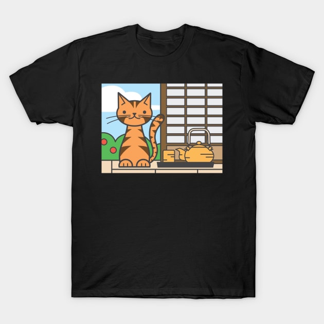cute cat in the morning T-Shirt by vancas catticons